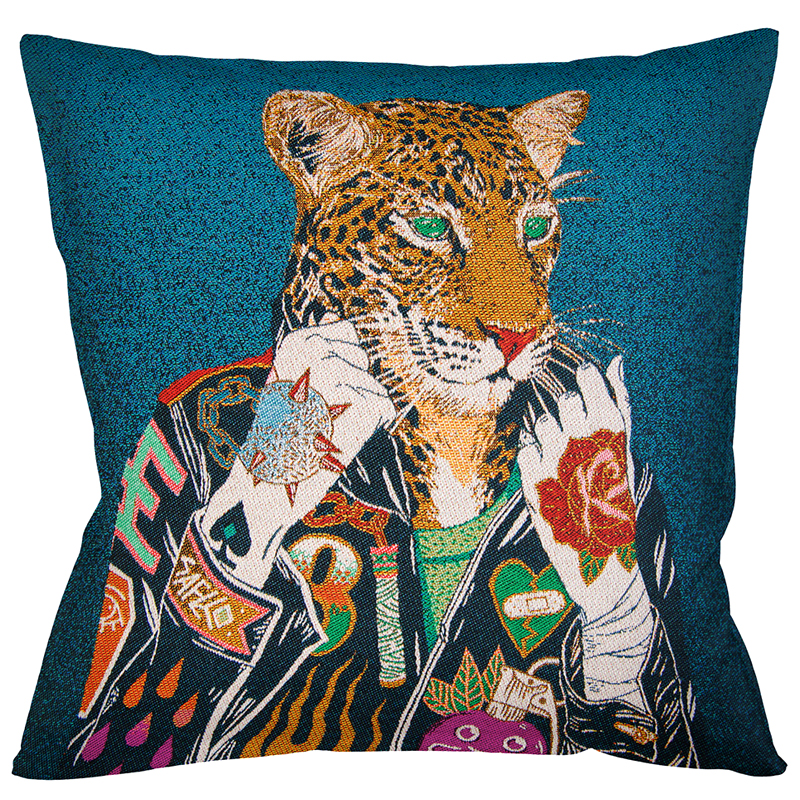 Декоративная подушка Leopard Blue Мульти Декоративная подушка Leopard Blue Мульти в Рязани | Loft Concept