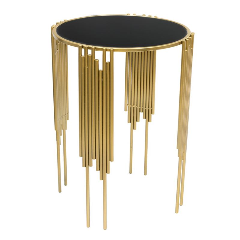 Приставной стол Interior Table черное стекло Черный Золотой Приставной стол Interior Table черное стекло Черный Золотой в Рязани | Loft Concept