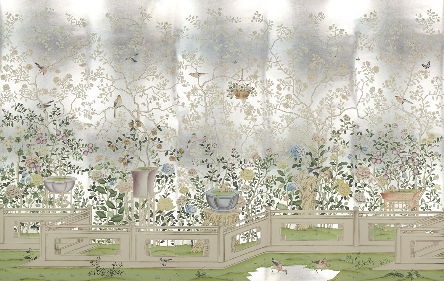 Обои ручная роспись Temple Newsam White Gold gilded silk Обои ручная роспись Temple Newsam White Gold gilded silk - постер Loft-Concept в Рязани