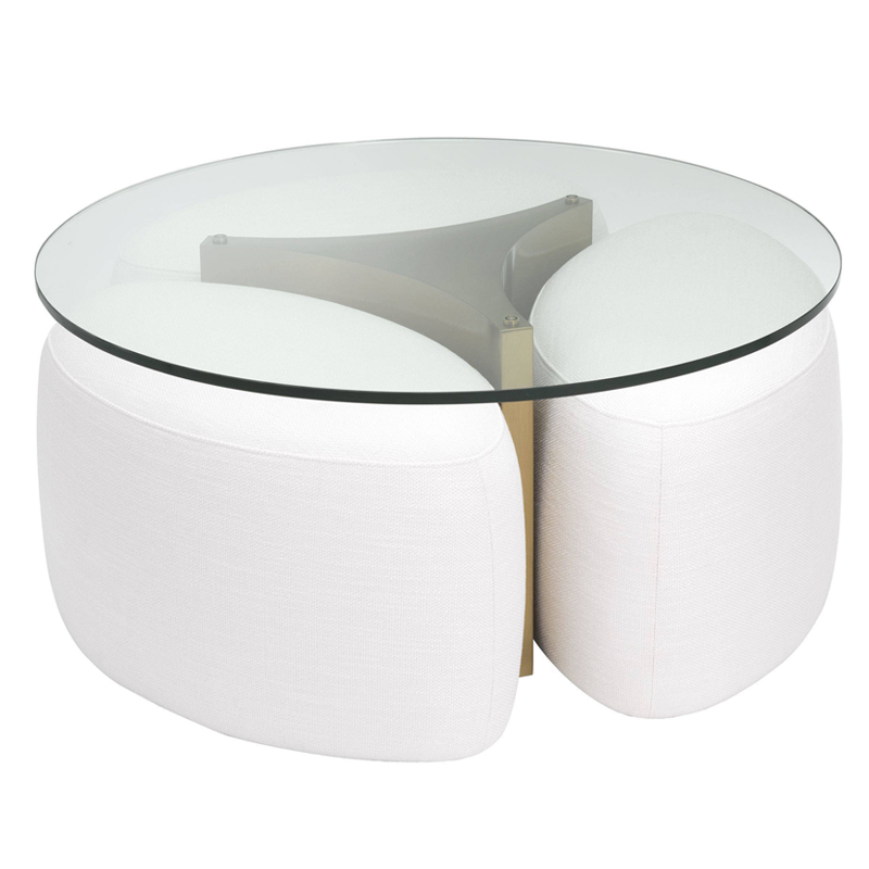 Кофейный стол Eichholtz Coffee Table Modus brass Белый Прозрачный Латунь Античная полированная в Рязани | Loft Concept 