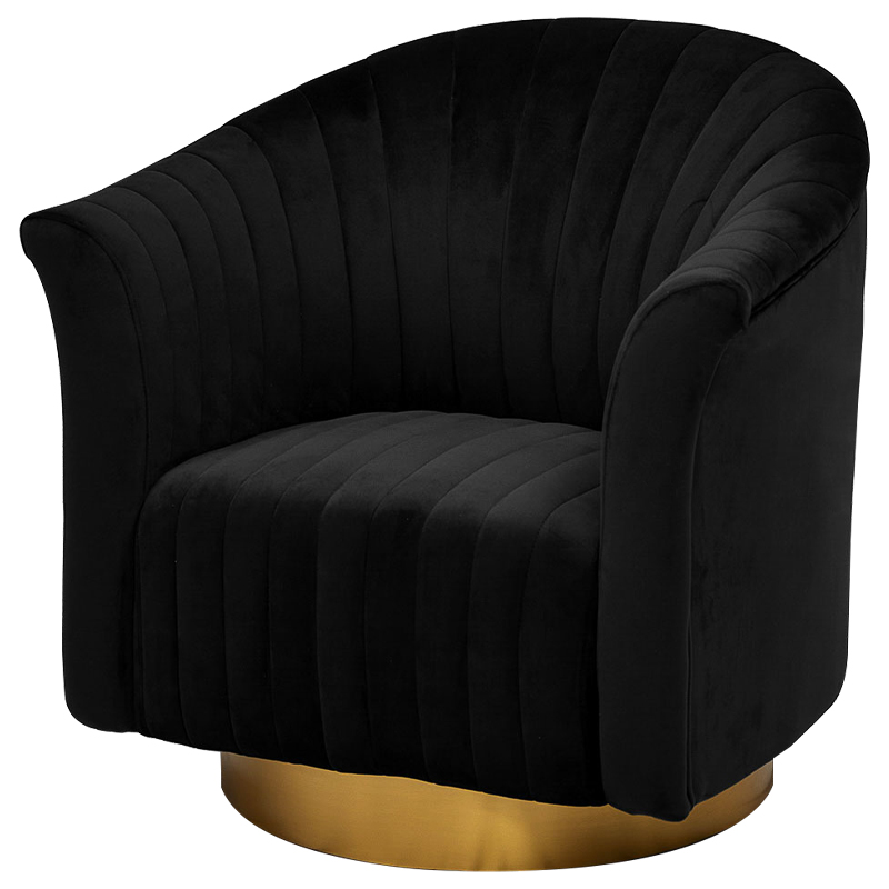 Кресло вращающееся в чёрной велюровой обивке Toronto Black Armchair Черный Золотой Кресло вращающееся в чёрной велюровой обивке Toronto Black Armchair Черный Золотой в Рязани | Loft Concept