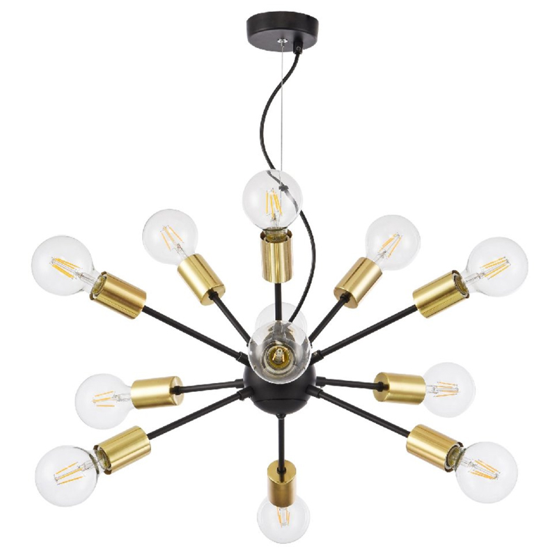 Люстра Sputnik 12 Black and Gold Черный Золотой в Рязани | Loft Concept 
