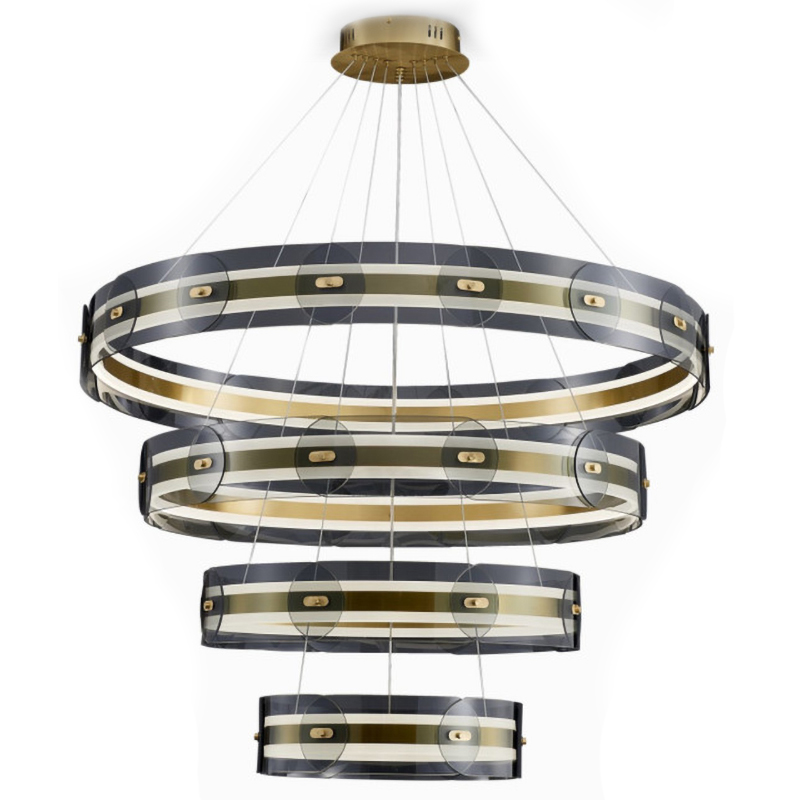 Люстра Gold 3 ring horizontal chandelier Прозрачный Латунь Люстра Gold 3 ring horizontal chandelier Прозрачный Латунь в Рязани | Loft Concept