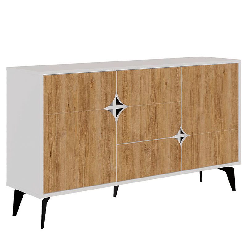 Комод с 3-мя дверцами и выдвижным ящиком цвета светлый дуб SPARK CONSOLE WHITE Белый Светлый дуб Комод с 3-мя дверцами и выдвижным ящиком цвета светлый дуб SPARK CONSOLE WHITE Белый Светлый дуб в Рязани | Loft Concept