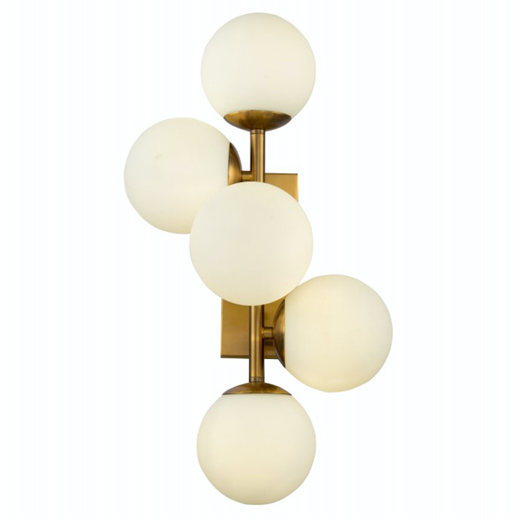 Бра White Balls Sconces Белое матовое стекло Латунь Бра White Balls Sconces Белое матовое стекло Латунь в Рязани | Loft Concept