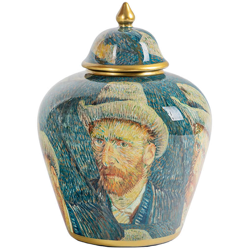 Ваза с крышкой Vincent Van Gogh Vase Изумрудный Золотой Бежевый Мульти Ваза с крышкой Vincent Van Gogh Vase Изумрудный Золотой Бежевый Мульти в Рязани | Loft Concept