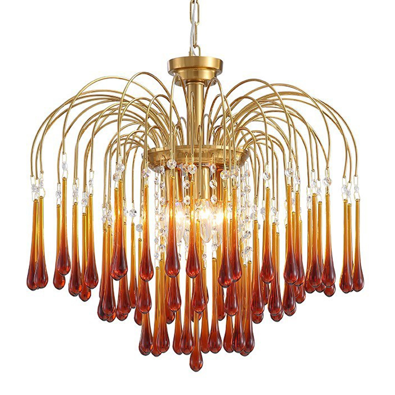Дизайнерская люстра Amber Drops Chandelier Золотой Янтарный Дизайнерская люстра Amber Drops Chandelier Золотой Янтарный в Рязани | Loft Concept
