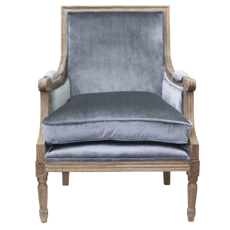 Кресло William Classical Armchair grey velvet Серый Коричневый Кресло William Classical Armchair grey velvet Серый Коричневый в Рязани | Loft Concept
