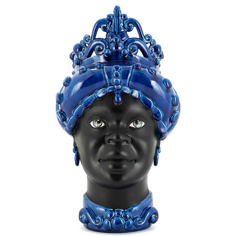 Ваза VASE MORO LADY MED. MAT Blue Черный Синий Ваза VASE MORO LADY MED. MAT Blue Черный Синий в Рязани | Loft Concept