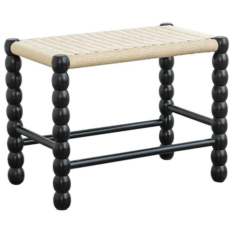 Банкетка French Corner Banquet Black 60 см Черный Бежевый Банкетка French Corner Banquet Black 60 см Черный Бежевый в Рязани | Loft Concept