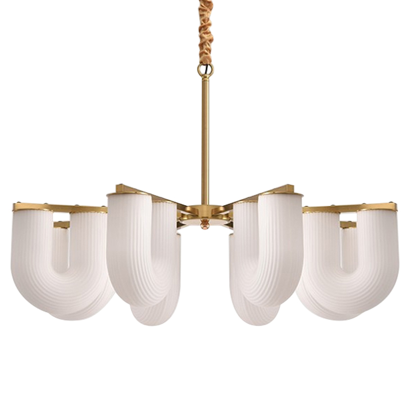 Люстра Berthe Arch Chandelier 8 плафонов Белое матовое стекло Латунь Хром Люстра Berthe Arch Chandelier 8 плафонов Белое матовое стекло Латунь Хром в Рязани | Loft Concept