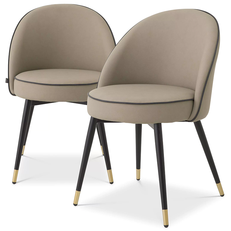 Комплект из двух стульев Eichholtz Dining Chair Cooper Set of 2 Beige Бежевый Черный Латунь Комплект из двух стульев Eichholtz Dining Chair Cooper Set of 2 Beige Бежевый Черный Латунь в Рязани | Loft Concept