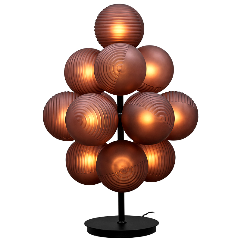 Настольная лампа с круглыми плафонами Syridine Lamp Янтарный Черный Настольная лампа с круглыми плафонами Syridine Lamp Янтарный Черный в Рязани | Loft Concept