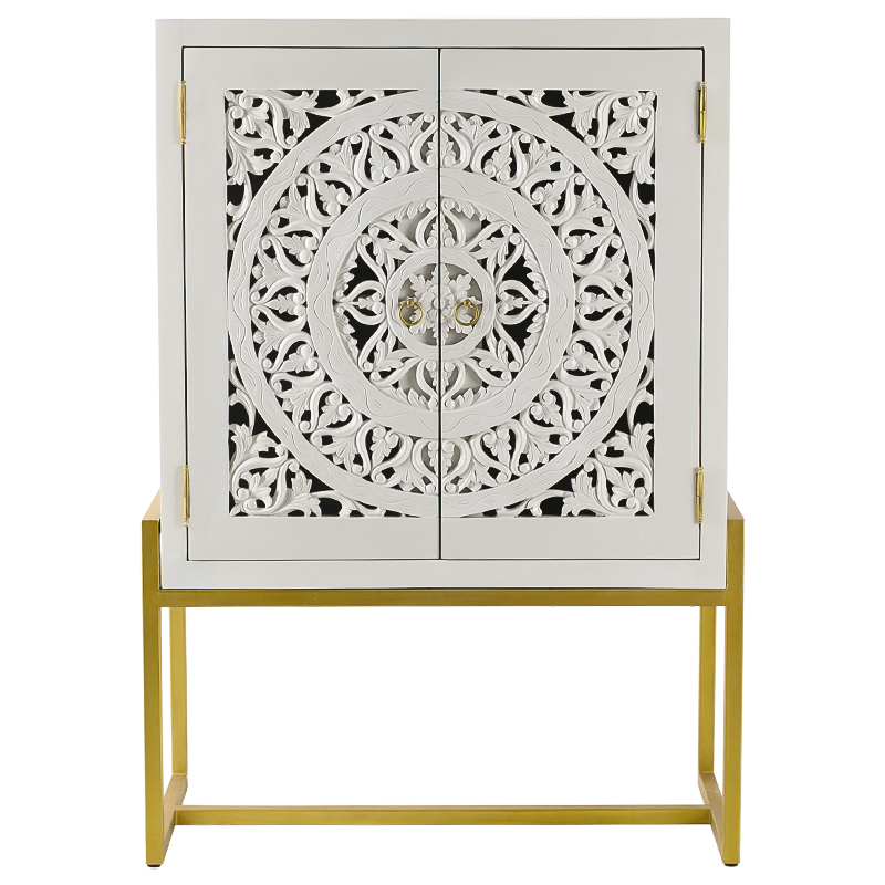 Буфет с резными дверцами Ceara Lace Cabinet Белый Золотой Буфет с резными дверцами Ceara Lace Cabinet Белый Золотой в Рязани | Loft Concept