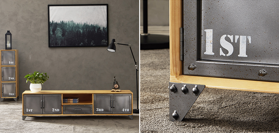 ТВ-тумба Loft Metal and Wood Quadruple ТВ-тумба Loft Metal and Wood Quadruple - Loft-Concept в Рязани