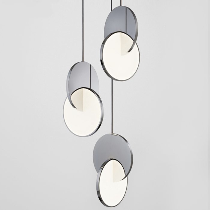 Подвесной светильник Eclipse Pendant Light Хром Белый Подвесной светильник Eclipse Pendant Light Хром Белый в Рязани | Loft Concept
