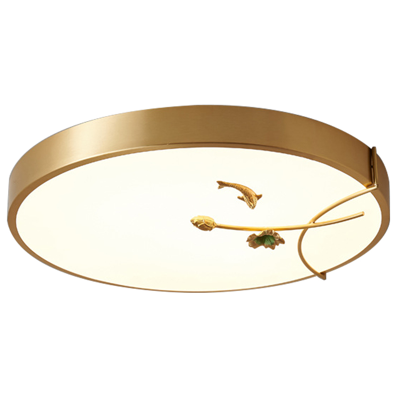Круглый потолочный светильник Gold Fish Round Ceiling Lamp Золотой Золотой Белый Зеленый Круглый потолочный светильник Gold Fish Round Ceiling Lamp Золотой Золотой Белый Зеленый в Рязани | Loft Concept