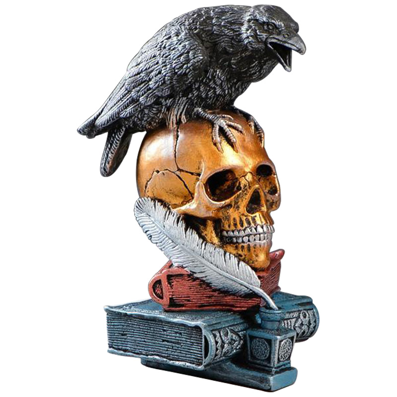 Статуэтка Raven and Skull Золотой Черный Серый (Gray) Статуэтка Raven and Skull Золотой Черный Серый (Gray) в Рязани | Loft Concept