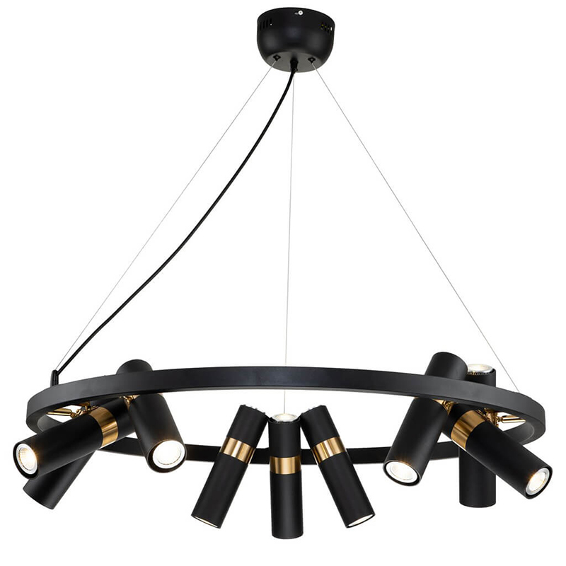Люстра Rickon Chandelier Spot 18 Черный Золотой Люстра Rickon Chandelier Spot 18 Черный Золотой в Рязани | Loft Concept