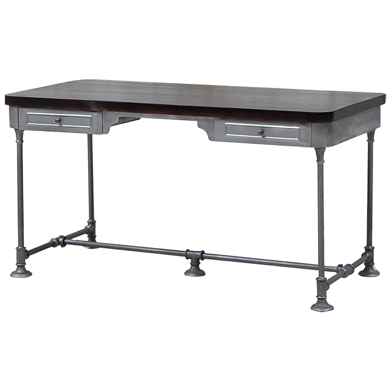 Рабочий стол Iston Metal Wood Desk Серый Коричневый Латунь Рабочий стол Iston Metal Wood Desk Серый Коричневый Латунь в Рязани | Loft Concept