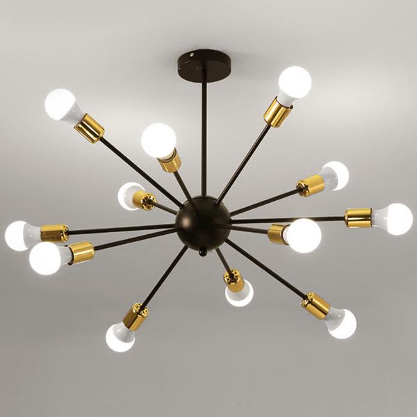 Люстра Sputnik LIGHT JET 12 Black and Gold Черный Глянцевое золото Люстра Sputnik LIGHT JET 12 Black and Gold Черный Глянцевое золото в Рязани | Loft Concept