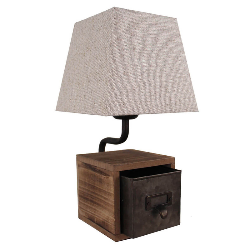 Настольная лампа Loft lamp with box Бежевый Коричневый Настольная лампа Loft lamp with box Бежевый Коричневый в Рязани | Loft Concept