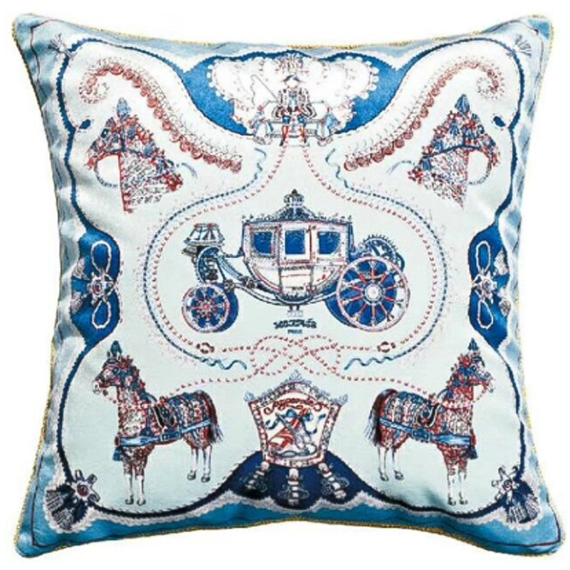 Декоративная подушка Hermes Horse 121 Голубой Синий Декоративная подушка Hermes Horse 121 Голубой Синий в Рязани | Loft Concept
