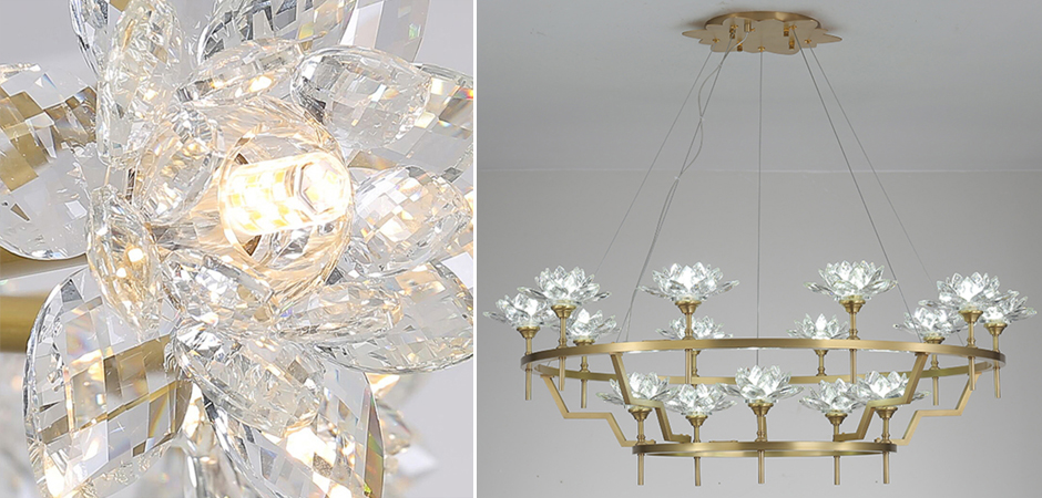Большая Люстра Хрустальные Цветы Лотоса Lotus flower Clear Glass lamp 15 Большая Люстра Хрустальные Цветы Лотоса Lotus flower Clear Glass lamp 15 - Loft-Concept в Рязани