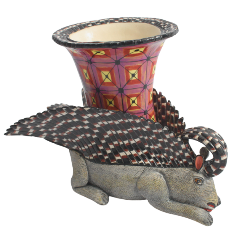 Ваза Дикобраз Porcupine Vase Серый Красный Ваза Дикобраз Porcupine Vase Серый Красный в Рязани | Loft Concept