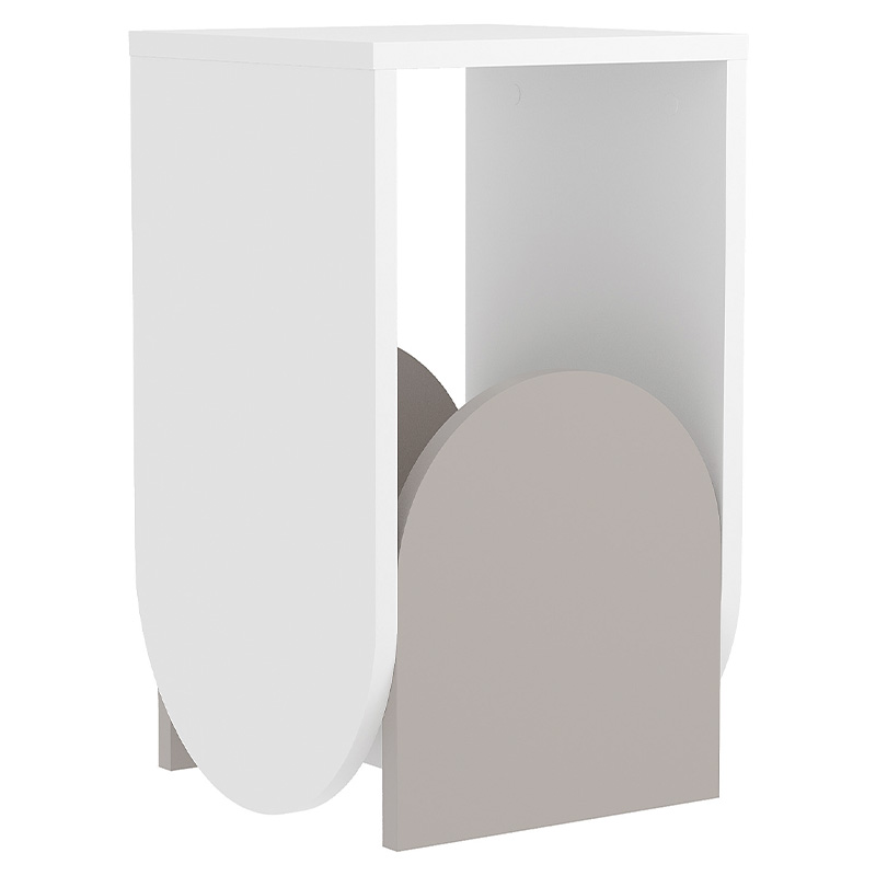 Стол приставной с овальными элементами бело-бежевого цвета NUN SIDE TABLE WHITE LIGHT MOCHA Белый Бежево-серый Стол приставной с овальными элементами бело-бежевого цвета NUN SIDE TABLE WHITE LIGHT MOCHA Белый Бежево-серый в Рязани | Loft Concept