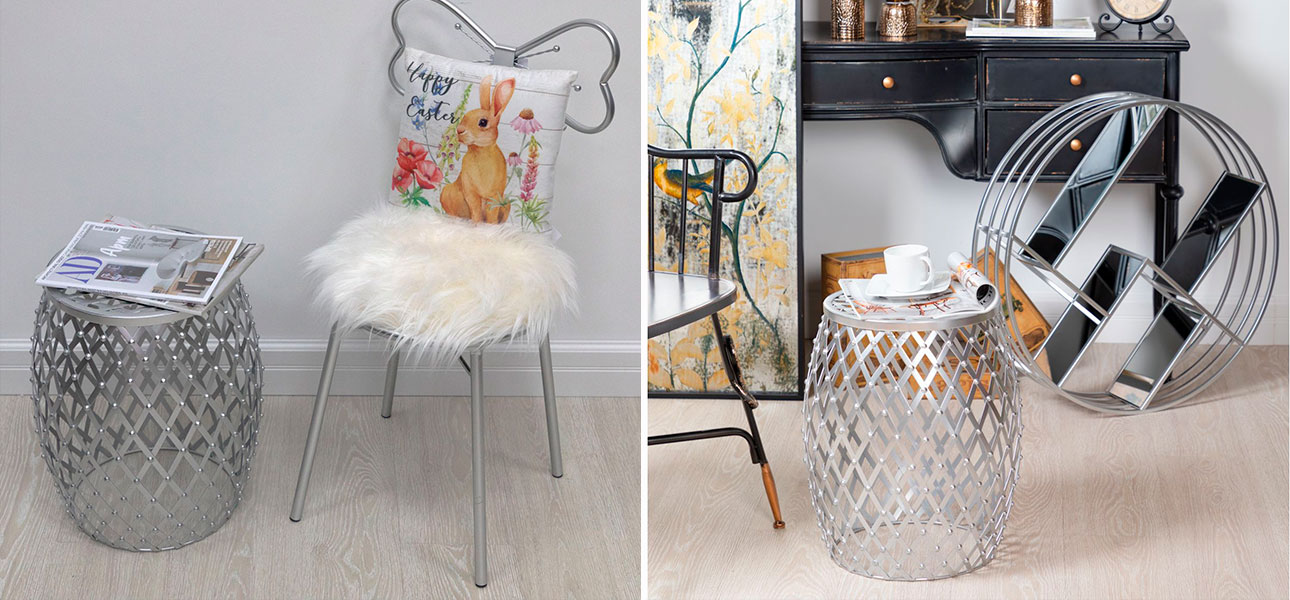 Подставка металлическая серебряная ромб George - фото