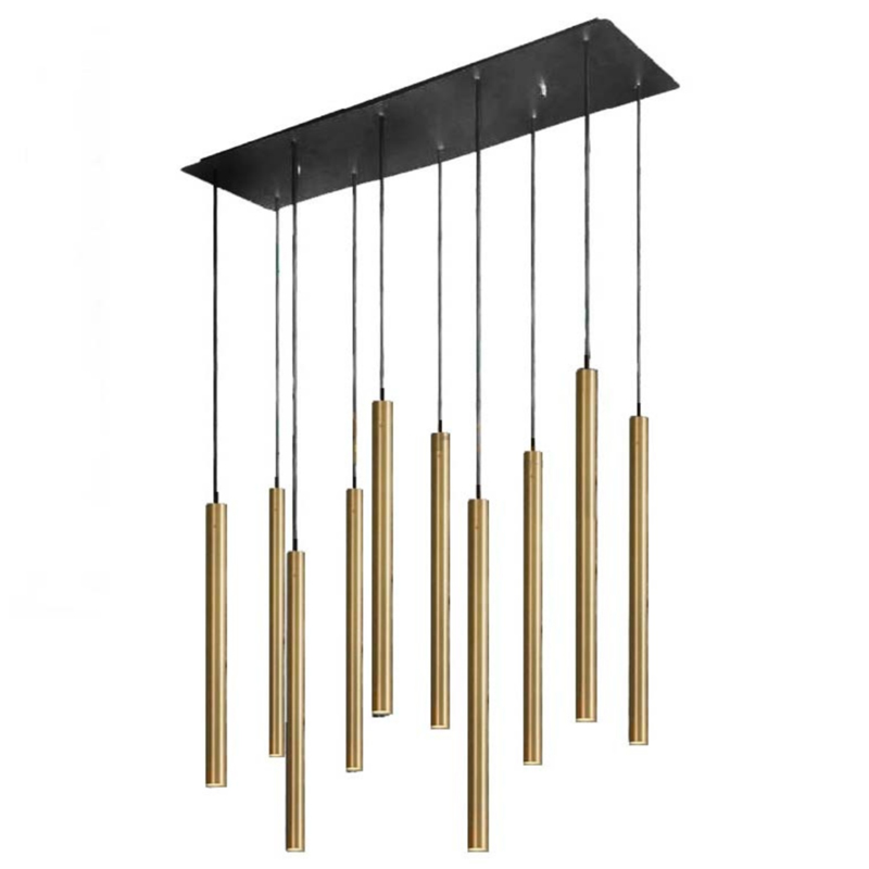 Светильник Trumpet Rectangle Gold 10 плафонов Золотой Черный Светильник Trumpet Rectangle Gold 10 плафонов Золотой Черный в Рязани | Loft Concept