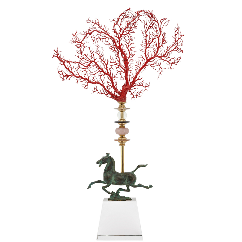 Аксессуар OBELISQUE CORAL HORSE Красный Прозрачный Темная бронза винтаж Латунь Аксессуар OBELISQUE CORAL HORSE Красный Прозрачный Темная бронза винтаж Латунь в Рязани | Loft Concept