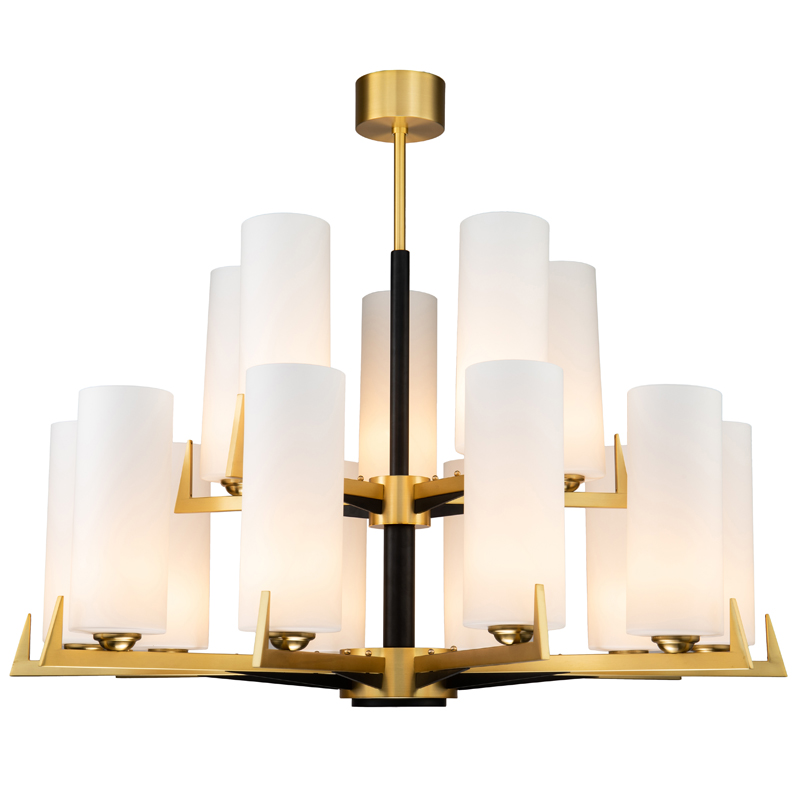 Люстра Benoit Chandelier 98 Латунь Белое матовое стекло Черный в Рязани | Loft Concept 