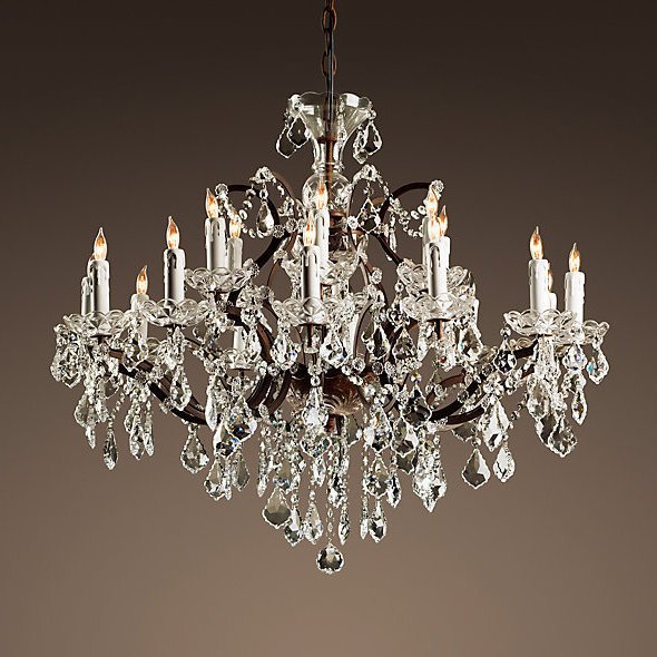 Люстра RH Rococo Iron & Crystal Chandelier 18 Прозрачное Стекло Бурая ржавчина Люстра RH Rococo Iron & Crystal Chandelier 18 Прозрачное Стекло Бурая ржавчина в Рязани | Loft Concept