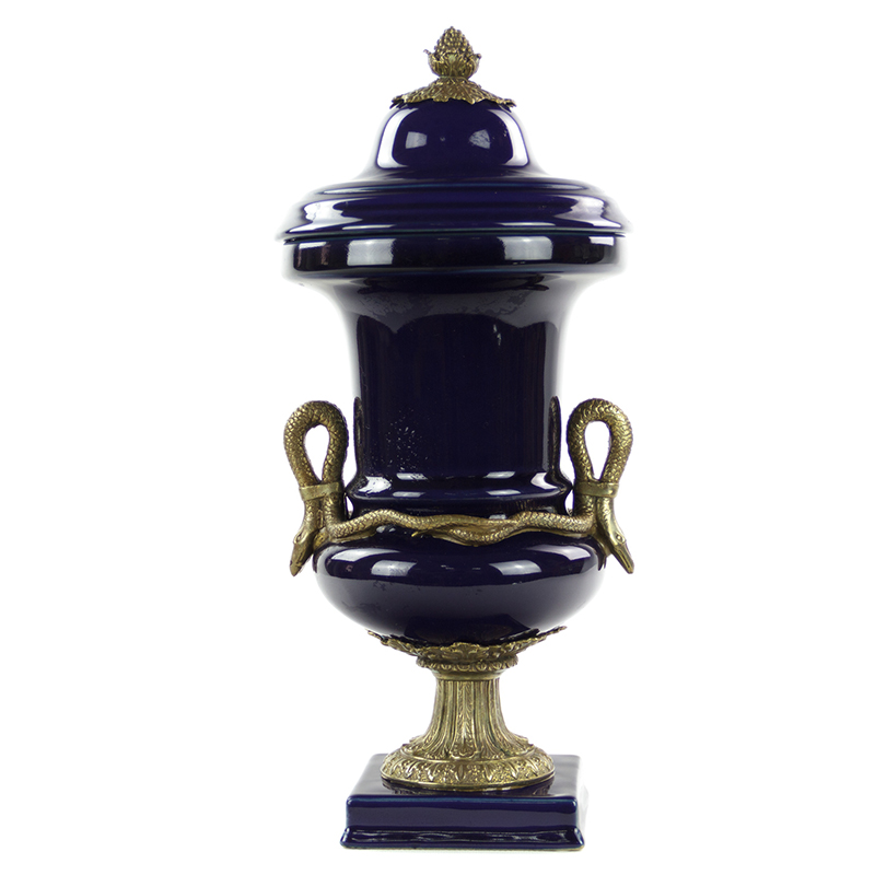 Ваза Selenia Blue Vase Bronze Serpents Синий Бронза Ваза Selenia Blue Vase Bronze Serpents Синий Бронза в Рязани | Loft Concept