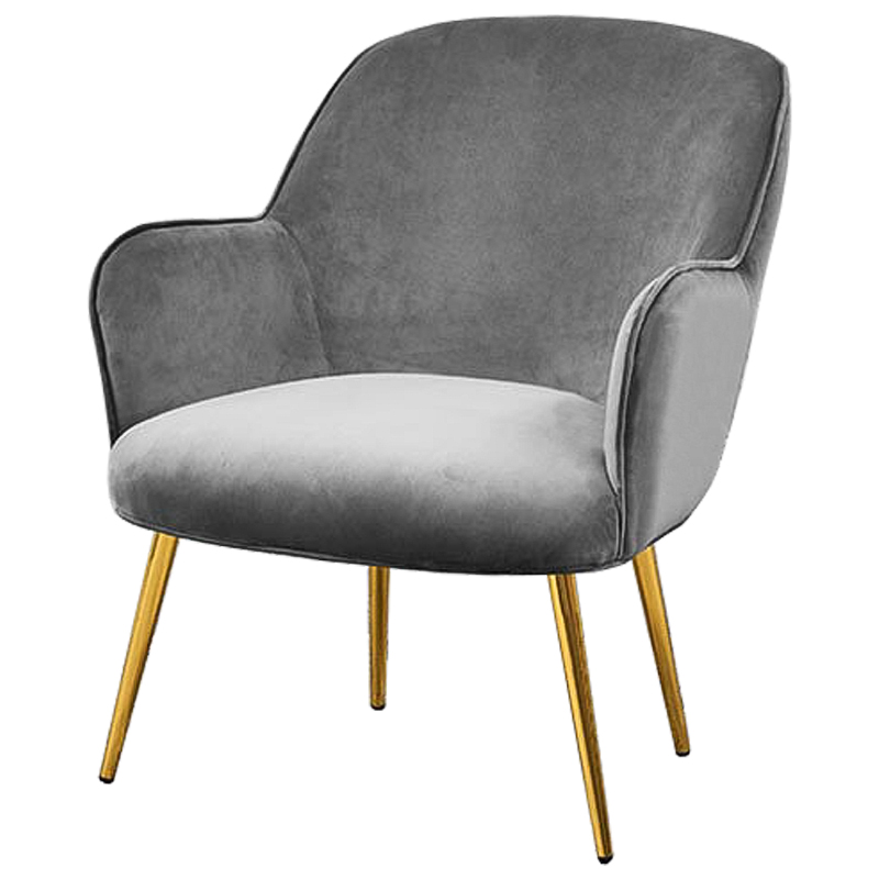 Кресло Waldeck Chair Gray Серый Глянцевое золото Кресло Waldeck Chair Gray Серый Глянцевое золото в Рязани | Loft Concept
