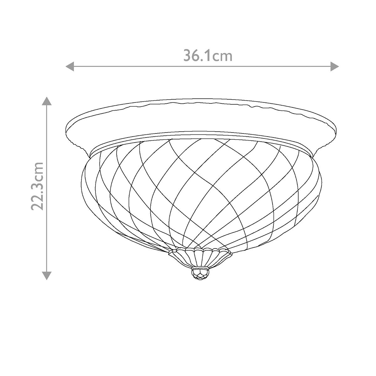 Потолочный светильник цвета латунь с прозрачным рифленым плафоном в форме чаши Hinkley в Рязани