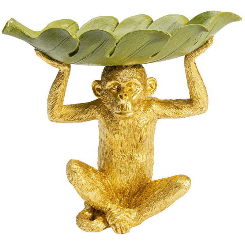 Конфетница Golden Monkey holding a leaf Зеленый Золотой Конфетница Golden Monkey holding a leaf Зеленый Золотой в Рязани | Loft Concept