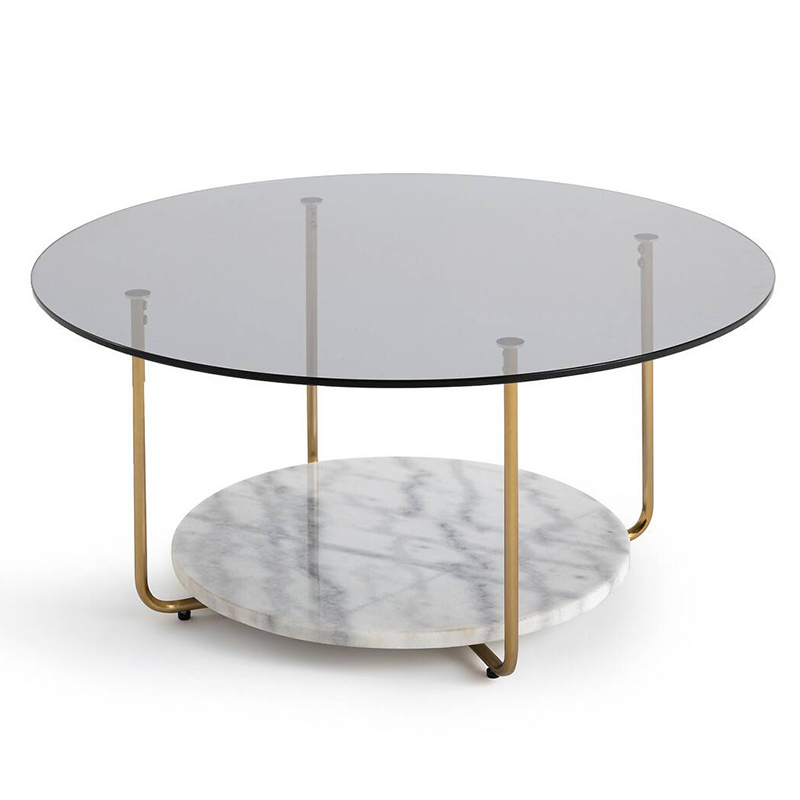Кофейный стол White Marble Белый Мрамор Bianco Латунь Кофейный стол White Marble Белый Мрамор Bianco Латунь в Рязани | Loft Concept