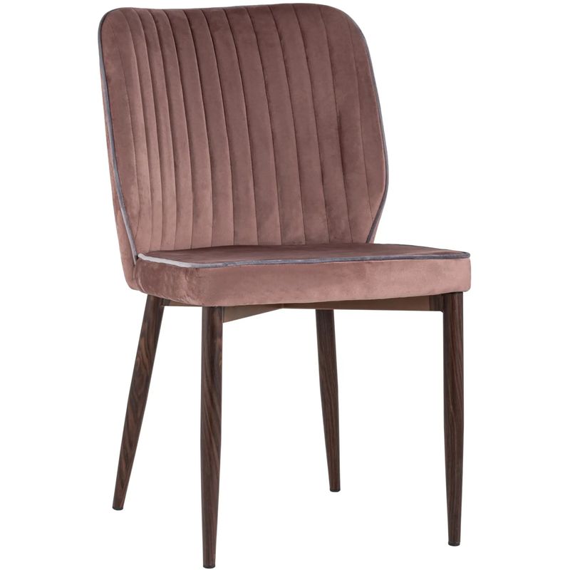 Стул Lawrence Chair Розовый велюр Серый кант Розовый пастельный Светло-серый Коричневый в Рязани | Loft Concept 