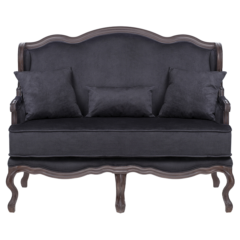 Диван двухместный George Grand Seating black velour Черный Коричневый Диван двухместный George Grand Seating black velour Черный Коричневый в Рязани | Loft Concept