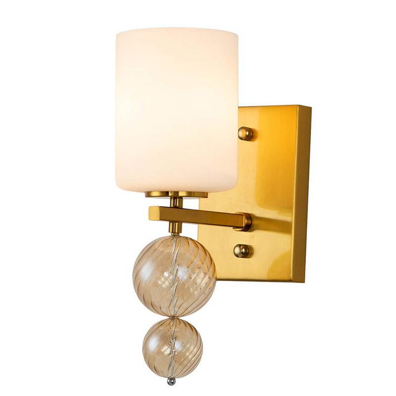 Бра Blown Glass Balloons Wall Lamp Латунь Белый Янтарный Бра Blown Glass Balloons Wall Lamp Латунь Белый Янтарный в Рязани | Loft Concept
