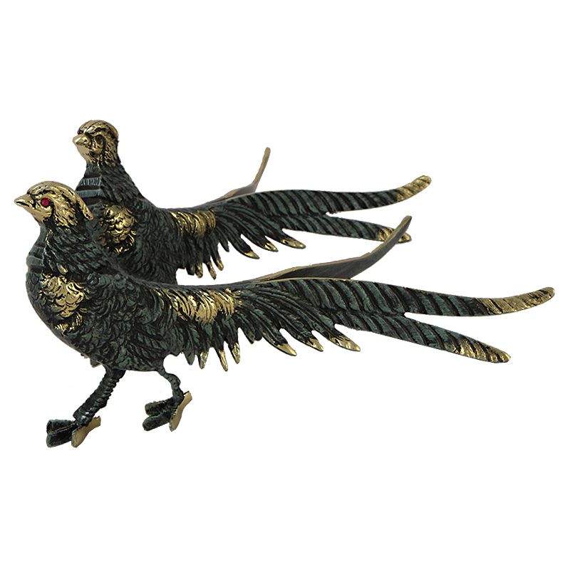Статуэтка бронзовая синяя пара Фазаны Bronze Birds Бронза Синий Статуэтка бронзовая синяя пара Фазаны Bronze Birds Бронза Синий в Рязани | Loft Concept