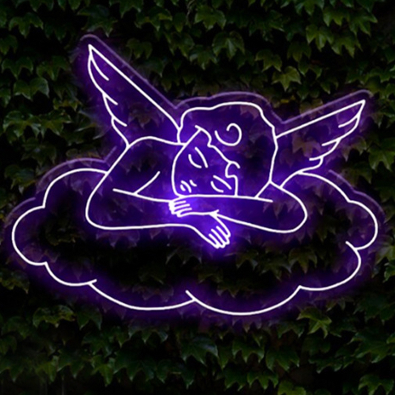 Неоновая настенная лампа Sleeping Angel Neon Wall Lamp Фиолетовый Прозрачный Фиолетовый Неоновая настенная лампа Sleeping Angel Neon Wall Lamp Фиолетовый Прозрачный Фиолетовый в Рязани | Loft Concept
