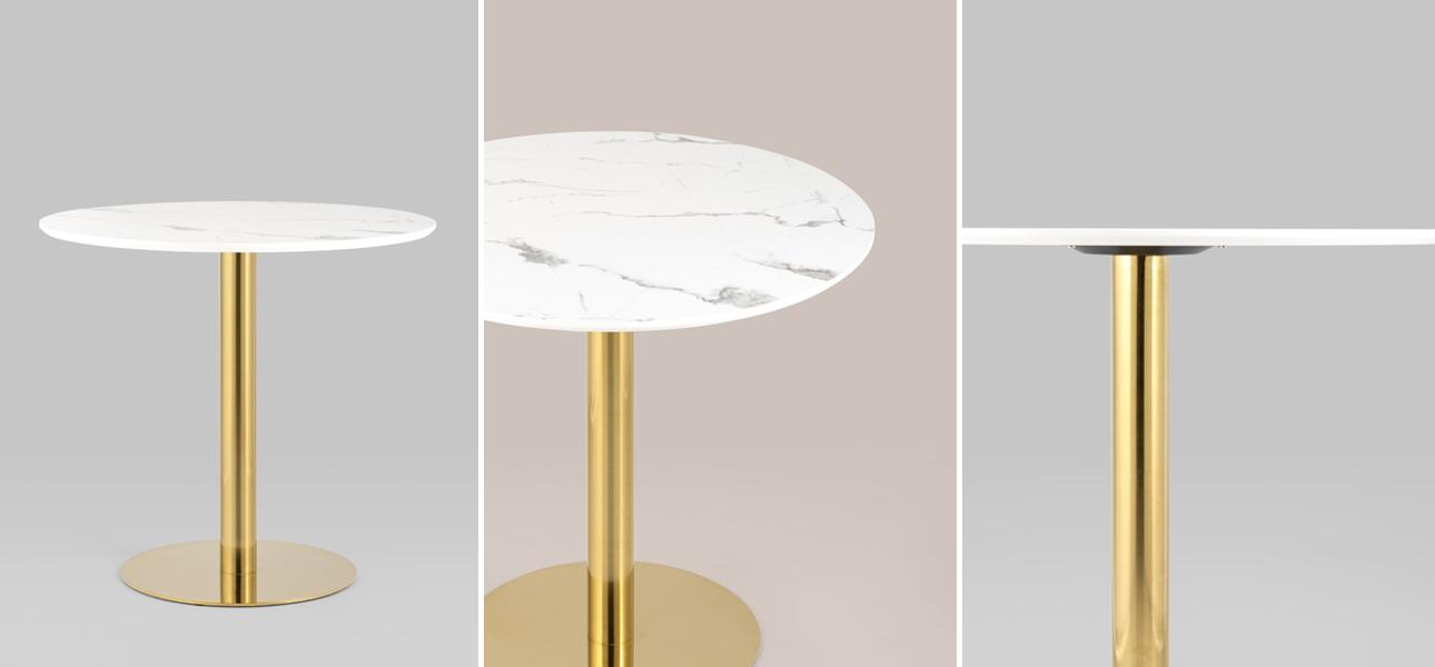 Стол обеденный Myron столешница белый мрамор - фото