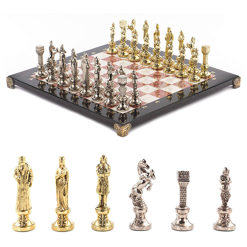 Шахматы Ренессанс с доской из натуральных камней Decorative Thematic Chess Золотой Серебряный Черный Белый Шахматы Ренессанс с доской из натуральных камней Decorative Thematic Chess Золотой Серебряный Черный Белый в Рязани | Loft Concept