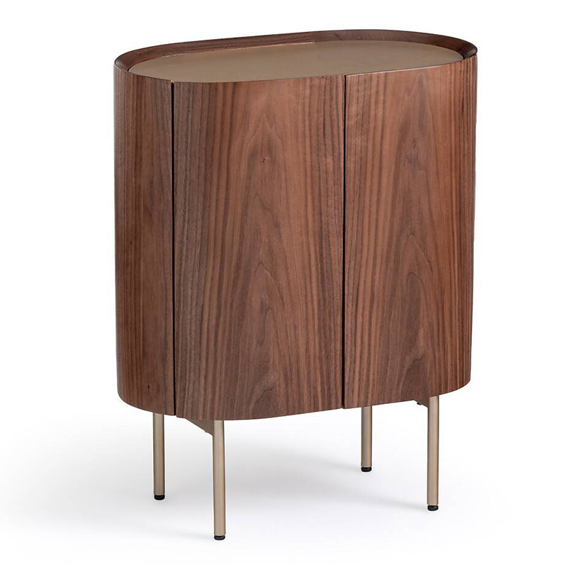 Тумба округлой формы Walnut and Leather массив ореха и столешница из натуральной кожи Орех Золотой Шампань Тумба округлой формы Walnut and Leather массив ореха и столешница из натуральной кожи Орех Золотой Шампань в Рязани | Loft Concept