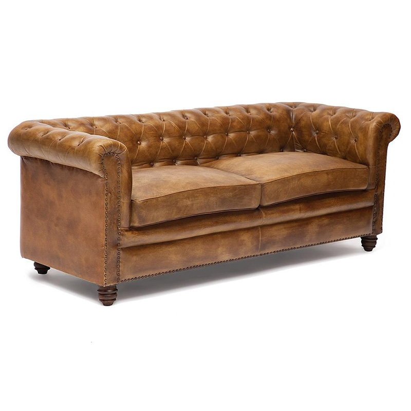 Диван кожаный Buffalo Leather Sofa Triple Коричневый винтаж Диван кожаный Buffalo Leather Sofa Triple Коричневый винтаж в Рязани | Loft Concept