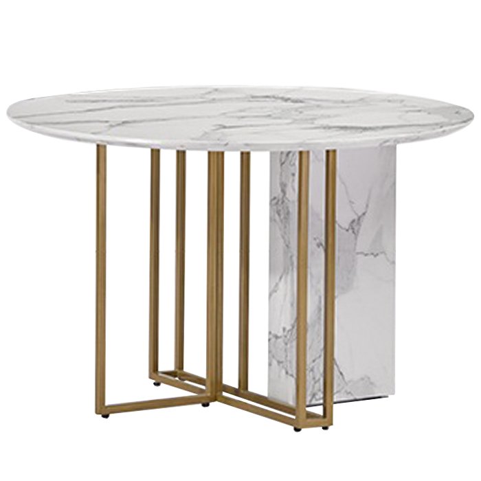 Стол Marble Corner Circle Латунь Белый в Рязани | Loft Concept 